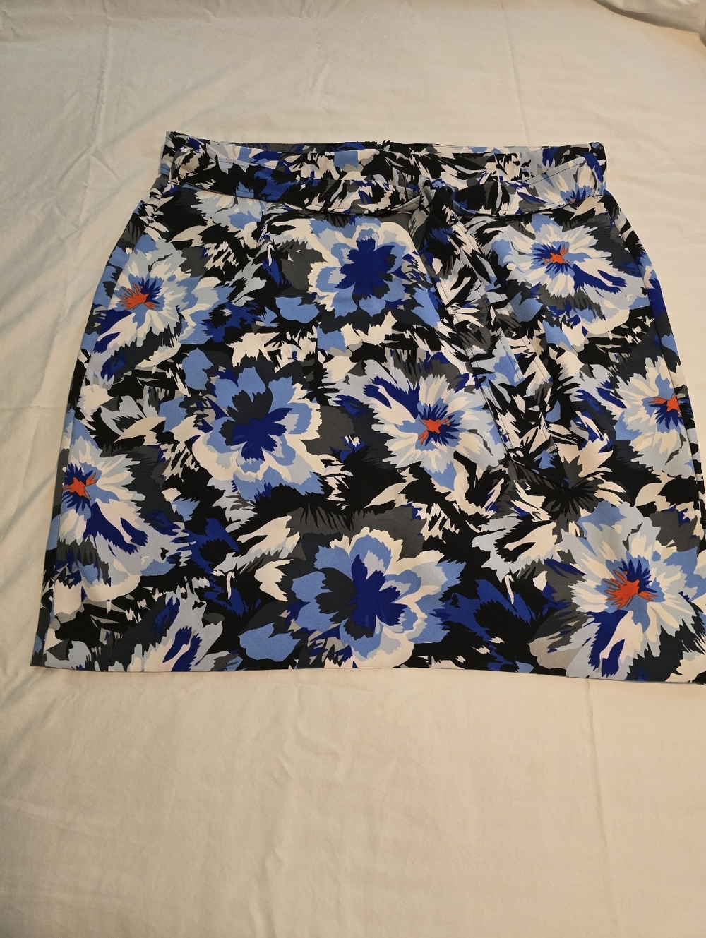 Lane Bryant Blue, White & Black Floral Skirt